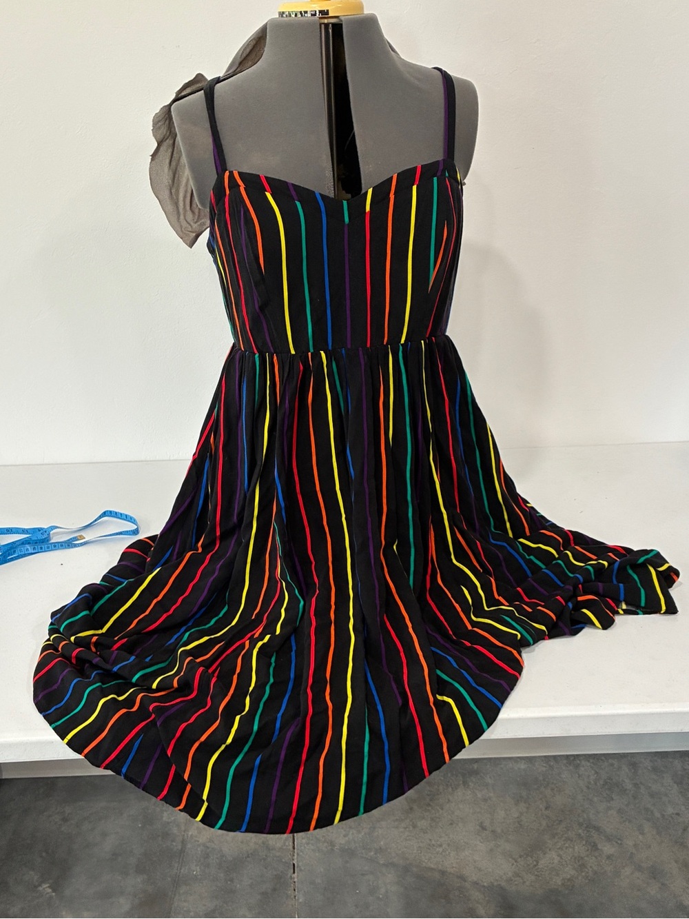 Torrid Black Vertical Rainbow Striped Cami Sundress Size 1